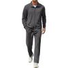 COOFANDY Men’s Casual Sweatsuit 2 Piece Athletic Full Zip Tracksuit Jacquard Jogging Set Fashion Jackets And Pants Outfit(Dark Grey)