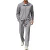 COOFANDY Men’s Casual Sweatsuit 2 Piece Athletic Full Zip Tracksuit Jacquard Jogging Set Fashion Jackets And Pants Outfit(Light Grey Textile)
