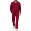 COOFANDY Men’s Casual Sweatsuit 2 Piece Athletic Full Zip Tracksuit Jacquard Jogging Set Fashion Jackets And Pants Outfit(Red)