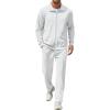 COOFANDY Men’s Casual Sweatsuit 2 Piece Athletic Full Zip Tracksuit Jacquard Jogging Set Fashion Jackets And Pants Outfit(White)