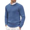 COOFANDY Men’s Crewneck Knit Sweater Slim Fit Lightweight Casual Twist Patterned Cable Knitted Pullover(A-denim Blue)