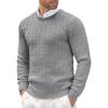 COOFANDY Men’s Crewneck Knit Sweater Slim Fit Lightweight Casual Twist Patterned Cable Knitted Pullover(A-grey)