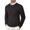 COOFANDY Men’s Crewneck Knit Sweater Slim Fit Lightweight Casual Twist Patterned Cable Knitted Pullover(B-black)