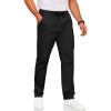 COOFANDY Men’s Drawstring Casual Pants Cotton Twill Elastic Waist Chino Pants(Black)