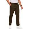COOFANDY Men’s Drawstring Casual Pants Cotton Twill Elastic Waist Chino Pants(Brown)
