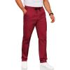 COOFANDY Men’s Drawstring Casual Pants Cotton Twill Elastic Waist Chino Pants(Red)