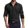 COOFANDY Men’s Dress Shirts Long Sleeve Casual Button Down Shirt Solid Regular Fit Formal Business Shirts(Black)