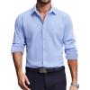 COOFANDY Men’s Dress Shirts Long Sleeve Casual Button Down Shirt Solid Regular Fit Formal Business Shirts(Clear Blue)