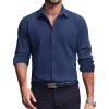 COOFANDY Men’s Dress Shirts Long Sleeve Casual Button Down Shirt Solid Regular Fit Formal Business Shirts(Dark Blue)