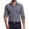 COOFANDY Men’s Dress Shirts Long Sleeve Casual Button Down Shirt Solid Regular Fit Formal Business Shirts(Dark Grey)