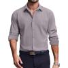COOFANDY Men’s Dress Shirts Long Sleeve Casual Button Down Shirt Solid Regular Fit Formal Business Shirts(Light Grey)