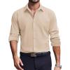 COOFANDY Men’s Dress Shirts Long Sleeve Casual Button Down Shirt Solid Regular Fit Formal Business Shirts(Light Khaki)