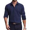 COOFANDY Men’s Dress Shirts Long Sleeve Casual Button Down Shirt Solid Regular Fit Formal Business Shirts(Navy Blue)