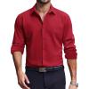 COOFANDY Men’s Dress Shirts Long Sleeve Casual Button Down Shirt Solid Regular Fit Formal Business Shirts(Red)