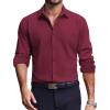 COOFANDY Men’s Dress Shirts Long Sleeve Casual Button Down Shirt Solid Regular Fit Formal Business Shirts(Wine Red)