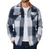 COOFANDY Men’s Long Sleeve Flannel Shirts Jacket Fashion Plaid Jackets Casual Button Down Shirt with Pockets(Blue)