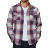 COOFANDY Men’s Long Sleeve Flannel Shirts Jacket Fashion Plaid Jackets Casual Button Down Shirt with Pockets(Blue Red-line)