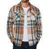 COOFANDY Men’s Long Sleeve Flannel Shirts Jacket Fashion Plaid Jackets Casual Button Down Shirt with Pockets(Green)