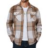 COOFANDY Men’s Long Sleeve Flannel Shirts Jacket Fashion Plaid Jackets Casual Button Down Shirt with Pockets(Khaki)
