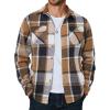 COOFANDY Men’s Long Sleeve Flannel Shirts Jacket Fashion Plaid Jackets Casual Button Down Shirt with Pockets(Khaki-black)