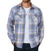COOFANDY Men’s Long Sleeve Flannel Shirts Jacket Fashion Plaid Jackets Casual Button Down Shirt with Pockets(Light Blue)