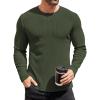COOFANDY Mens Long Sleeve Shirts Thermal T-Shirt Slim Fit Crewneck Sweater Knitted Pullover Shirt(Army Green)