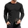 COOFANDY Mens Long Sleeve Shirts Thermal T-Shirt Slim Fit Crewneck Sweater Knitted Pullover Shirt(Black)