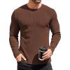 COOFANDY Mens Long Sleeve Shirts Thermal T-Shirt Slim Fit Crewneck Sweater Knitted Pullover Shirt(Brown)