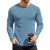 COOFANDY Mens Long Sleeve Shirts Thermal T-Shirt Slim Fit Crewneck Sweater Knitted Pullover Shirt(Dark Blue)