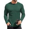 COOFANDY Mens Long Sleeve Shirts Thermal T-Shirt Slim Fit Crewneck Sweater Knitted Pullover Shirt(Green)