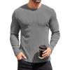 COOFANDY Mens Long Sleeve Shirts Thermal T-Shirt Slim Fit Crewneck Sweater Knitted Pullover Shirt(Grey)