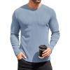 COOFANDY Mens Long Sleeve Shirts Thermal T-Shirt Slim Fit Crewneck Sweater Knitted Pullover Shirt(Light Blue)