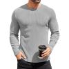 COOFANDY Mens Long Sleeve Shirts Thermal T-Shirt Slim Fit Crewneck Sweater Knitted Pullover Shirt(Light Grey)