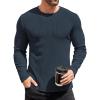 COOFANDY Mens Long Sleeve Shirts Thermal T-Shirt Slim Fit Crewneck Sweater Knitted Pullover Shirt(Navy)