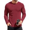 COOFANDY Mens Long Sleeve Shirts Thermal T-Shirt Slim Fit Crewneck Sweater Knitted Pullover Shirt(Wine Red)