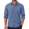 COOFANDY Mens Long Sleeve Wrinkle Free Shirts Casual Button Down Stretch Dress Shirt with Pocket(Blue)