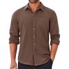 COOFANDY Mens Long Sleeve Wrinkle Free Shirts Casual Button Down Stretch Dress Shirt with Pocket(Brown)