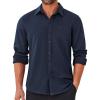 COOFANDY Mens Long Sleeve Wrinkle Free Shirts Casual Button Down Stretch Dress Shirt with Pocket(Navy Blue)