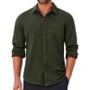 COOFANDY Mens Long Sleeve Wrinkle Free Shirts Casual Button Down Stretch Dress Shirt with Pocket(Olive Green)