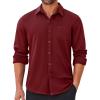 COOFANDY Mens Long Sleeve Wrinkle Free Shirts Casual Button Down Stretch Dress Shirt with Pocket(Wine Red)