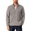 COOFANDY Men’s Polar Fleece Jacket Lightweight Full Zip Jackets Outdoor Hiking Casual Soft Warm Coat With Pockets(Light Grey)