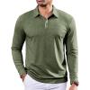 COOFANDY Mens Polo Shirts Long Sleeve Casual Lightweigt Golf Polos Button Collared Tshirt(Army Green)