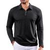 COOFANDY Mens Polo Shirts Long Sleeve Casual Lightweigt Golf Polos Button Collared Tshirt(Black)