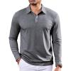COOFANDY Mens Polo Shirts Long Sleeve Casual Lightweigt Golf Polos Button Collared Tshirt(Dark Gray)
