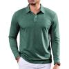 COOFANDY Mens Polo Shirts Long Sleeve Casual Lightweigt Golf Polos Button Collared Tshirt(Green)