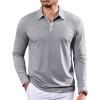 COOFANDY Mens Polo Shirts Long Sleeve Casual Lightweigt Golf Polos Button Collared Tshirt(Light Grey)