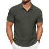 COOFANDY Men’s Polo Shirts Short Sleeve Classic Fit Golf Shirts Casual Solid Waffle Collared T Shirt(Army Green)