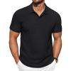 COOFANDY Men’s Polo Shirts Short Sleeve Classic Fit Golf Shirts Casual Solid Waffle Collared T Shirt(Black)