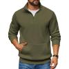 COOFANDY Mens Quarter Zip Pullover Fleece Lined Sweatshirts Long Sleeve Mock Neck Sweater with Pocket(Army Green)