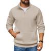 COOFANDY Mens Quarter Zip Pullover Fleece Lined Sweatshirts Long Sleeve Mock Neck Sweater with Pocket(Khaki)